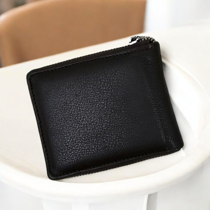 leather bifold wallet with zip