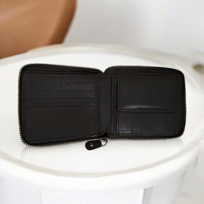 leather bifold wallet with zip