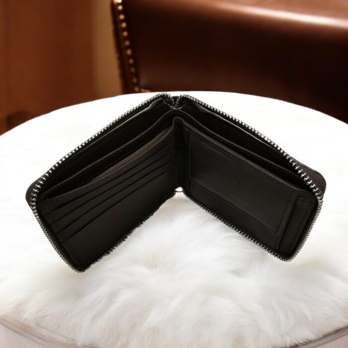 leather bifold wallet with zip