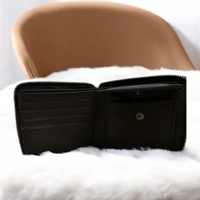 leather bifold wallet with zip