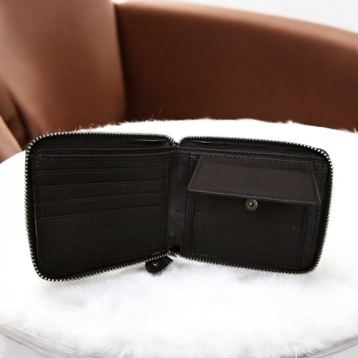 leather bifold wallet with zip