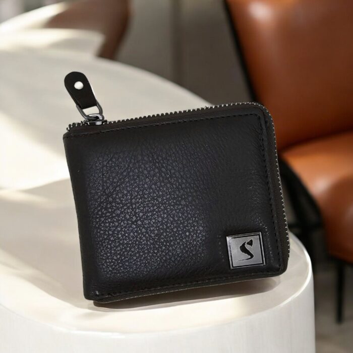 leather bifold wallet with zip