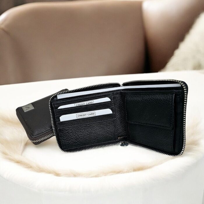 leather bifold wallet with zip
