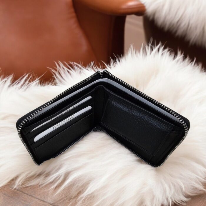 leather bifold wallet with zip