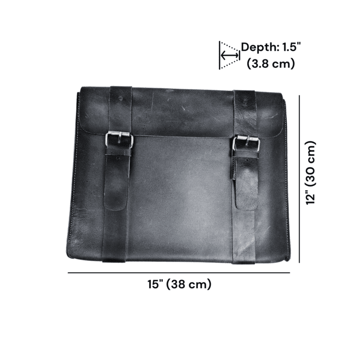 Handmade brown leather file folder for office use