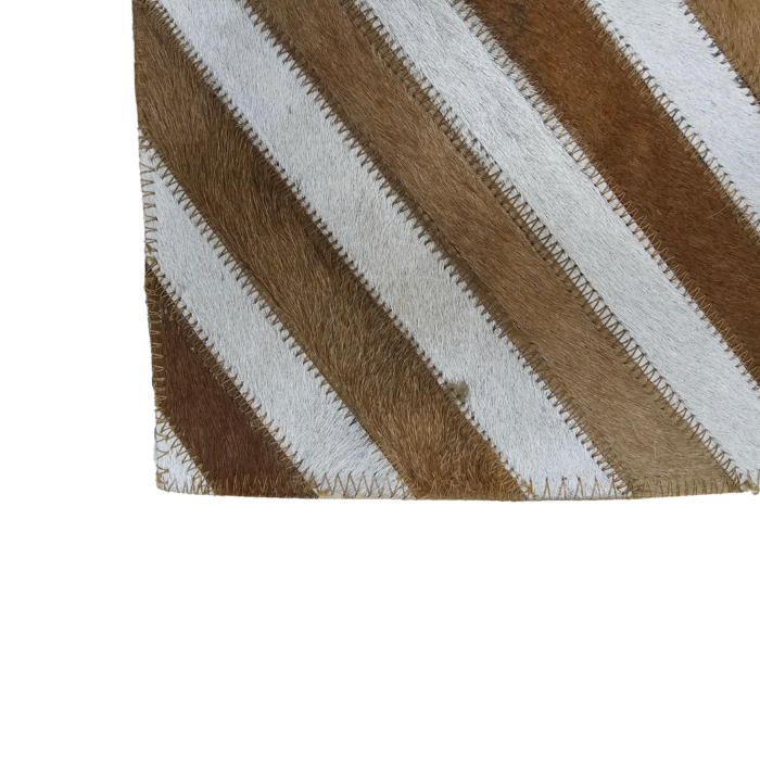 Handmade goat leather doormat with chevron patchwork