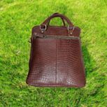 Handmade crocodile-embossed leather messenger bag – luxury laptop satchel