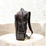 Handcrafted marbled leather messenger bag for business professionals
