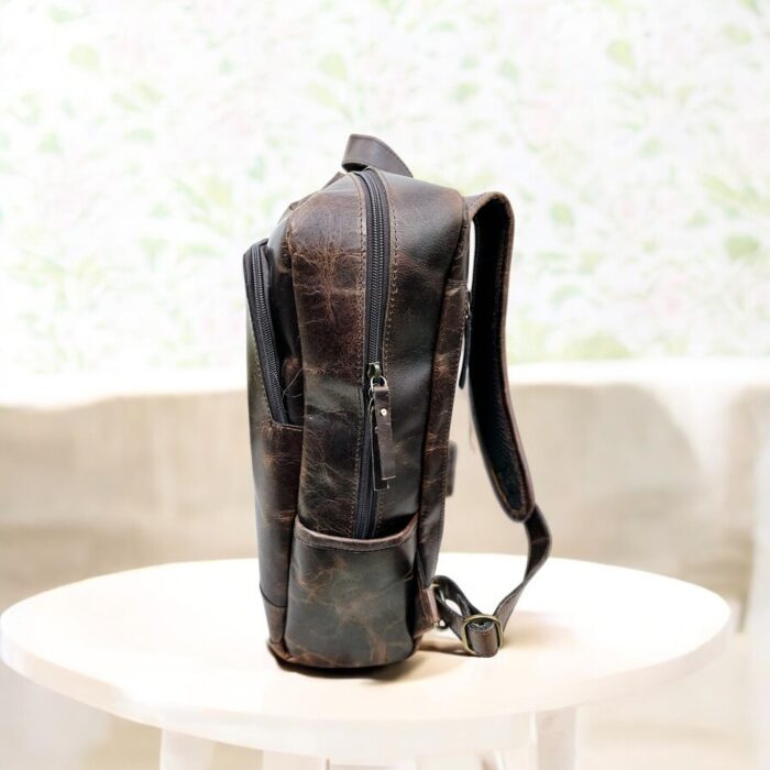 Handcrafted marbled leather messenger bag for business professionals