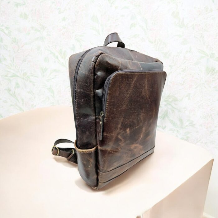 Handcrafted marbled leather messenger bag for business professionals
