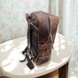 Handmade Marbled Leather Laptop Backpack with Adjustable Straps