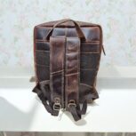 Handmade Marbled Leather Laptop Backpack with Adjustable Straps
