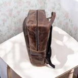 Handmade Marbled Leather Laptop Backpack with Adjustable Straps