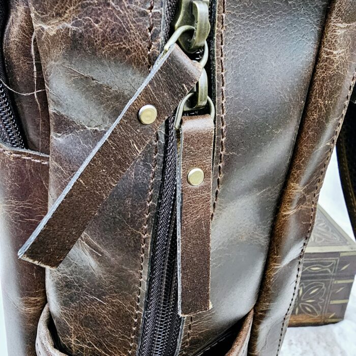 Handcrafted marbled leather messenger bag for business professionals