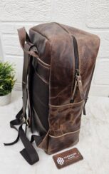 Handmade Marbled Leather Laptop Backpack with Adjustable Straps