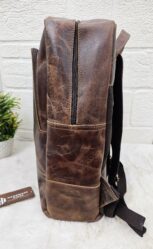 Handmade Marbled Leather Laptop Backpack with Adjustable Straps