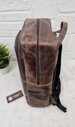 Handmade Marbled Leather Laptop Backpack with Adjustable Straps
