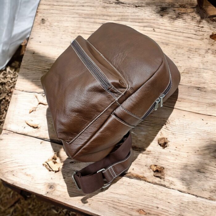 Luxury handmade full-grain leather backpack with ergonomic adjustable straps