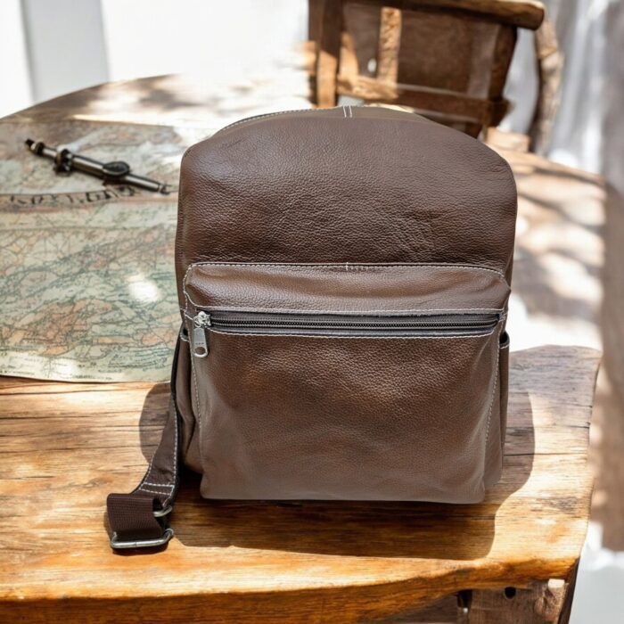 Luxury handmade full-grain leather backpack with ergonomic adjustable straps