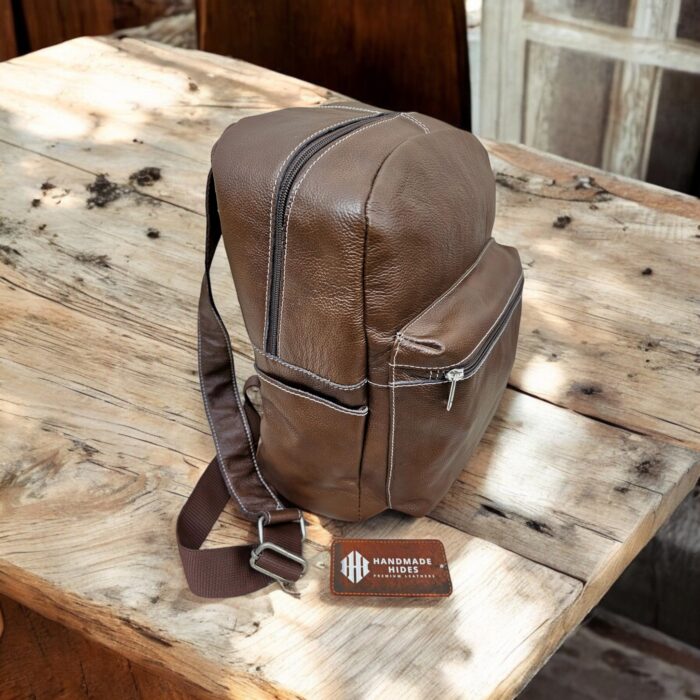 Luxury handmade full-grain leather backpack with ergonomic adjustable straps