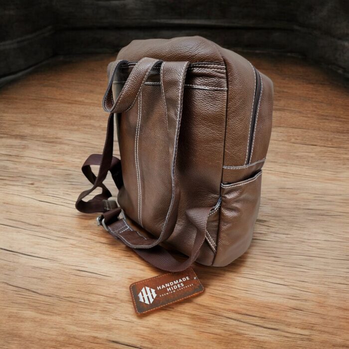 Luxury handmade full-grain leather backpack with ergonomic adjustable straps