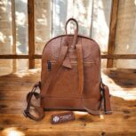 Premium Handmade Crocodile-Embossed Leather Backpack in Brown – Luxury Work and Travel Bag with Multiple Compartments