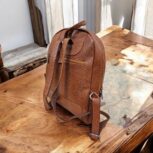 Premium Handmade Crocodile-Embossed Leather Backpack in Brown – Luxury Work and Travel Bag with Multiple Compartments