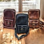 Handmade Luxury Leather Sling Bag with vintage design and multiple pockets