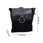 Handmade black suede leather backpack with soft, velvety texture