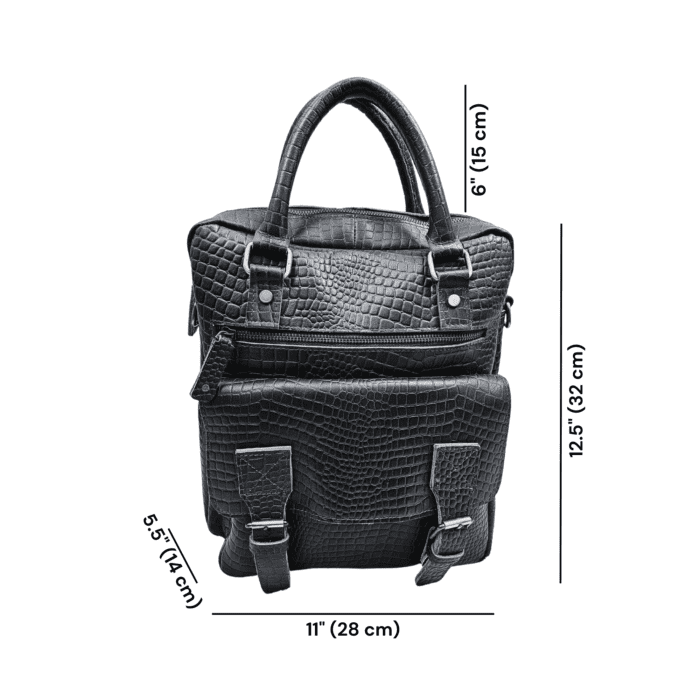 Handmade crocodile-embossed leather messenger bag – luxury laptop satchel