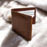 Handmade brown leather bifold wallet