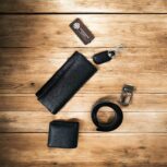 Handmade black leather gift set