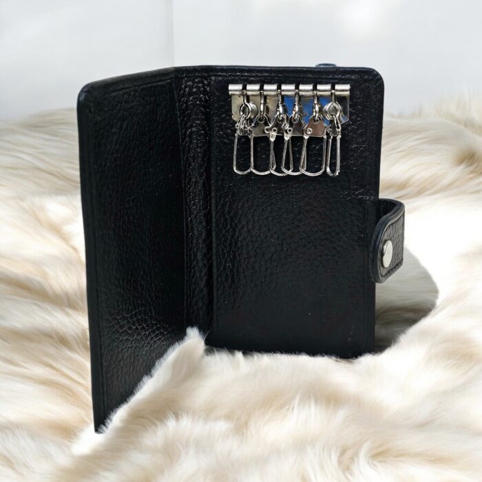 Handmade leather key holder wallet with 6 hooks