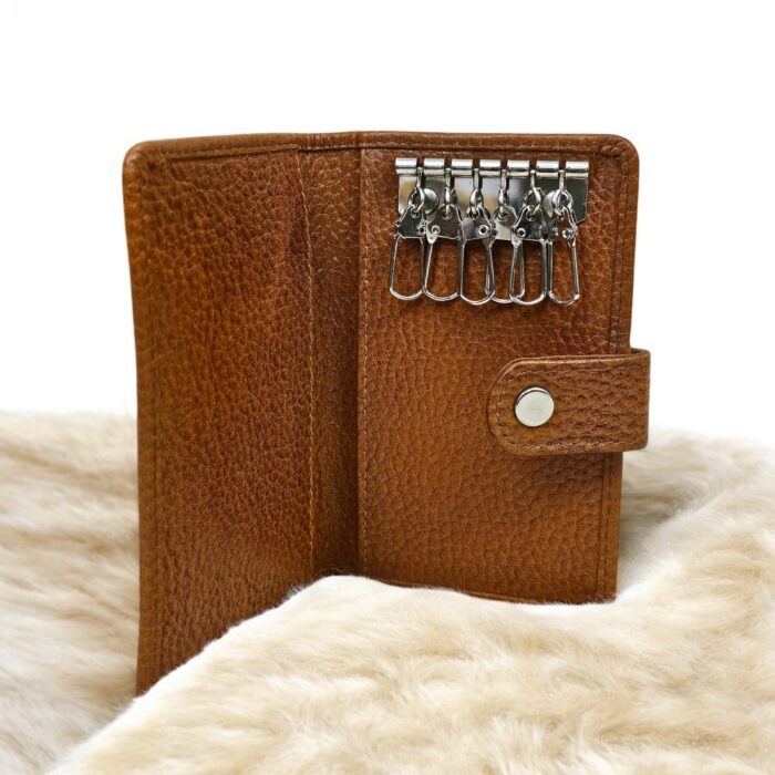 Handmade leather key holder wallet with 6 hooks