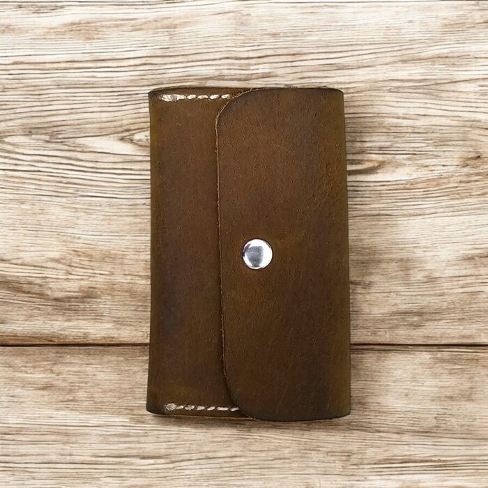 Set of 2 handcrafted goat leather key pouches