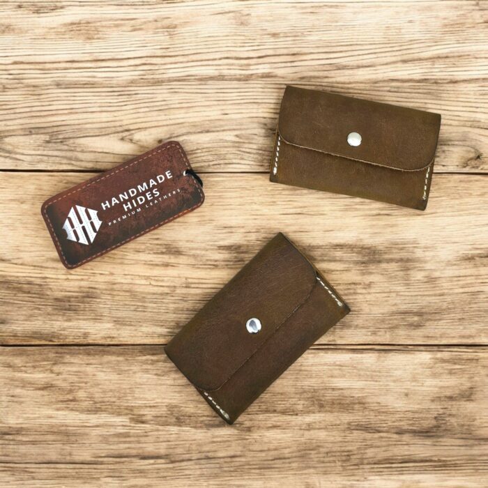 Set of 2 handcrafted goat leather key pouches