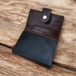 Set of 2 RFID-blocking leather card holders in black and brown