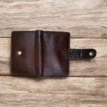 Set of 2 RFID-blocking leather card holders in black and brown