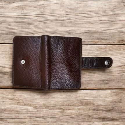 Set of 2 RFID-blocking leather card holders in black and brown