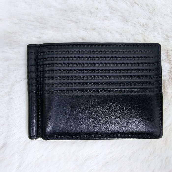 Handmade black leather bifold wallet