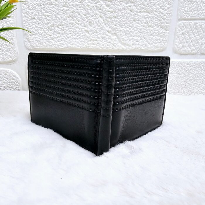 Handmade black leather bifold wallet