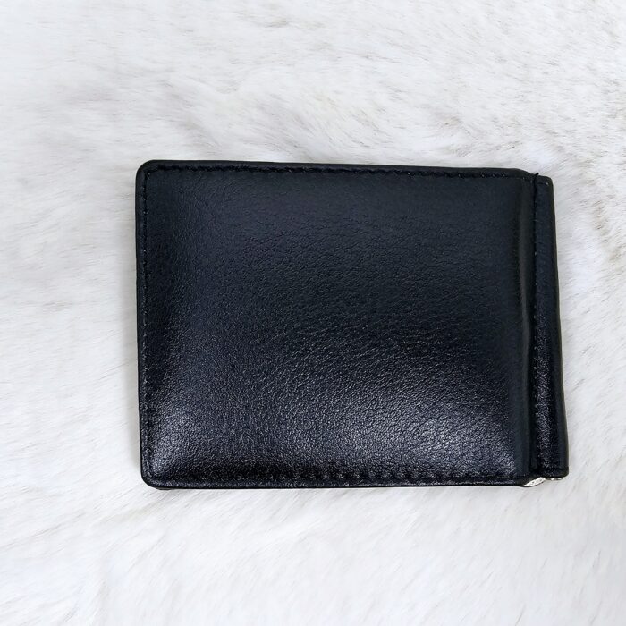 Handmade black leather bifold wallet