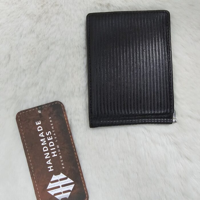 Handmade black leather bifold wallet