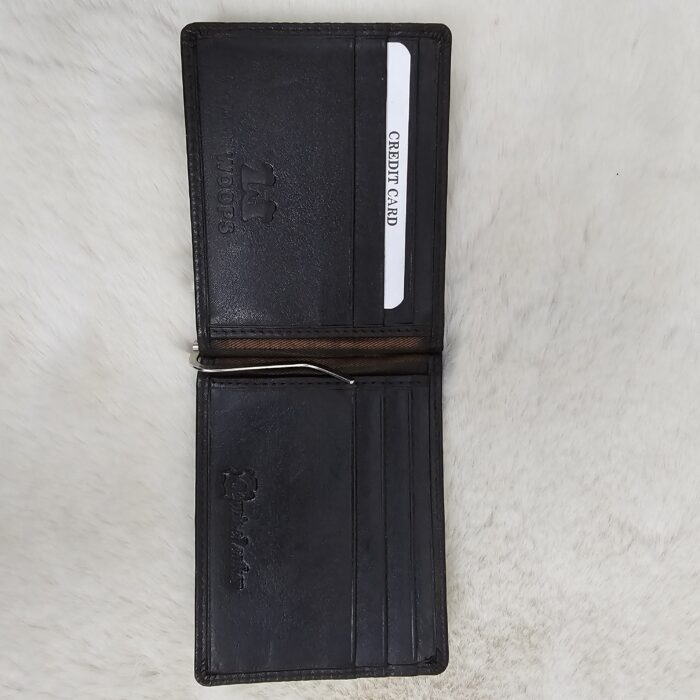 Handmade black leather bifold wallet