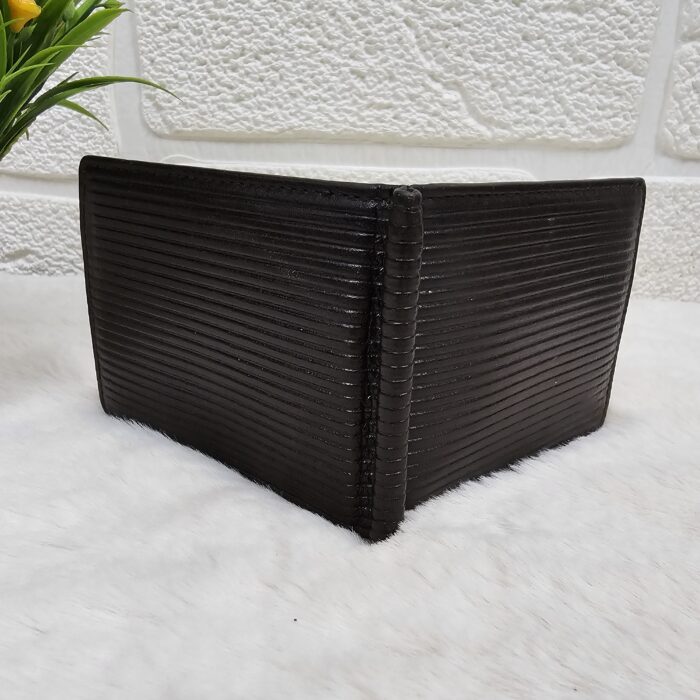 Handmade black leather bifold wallet