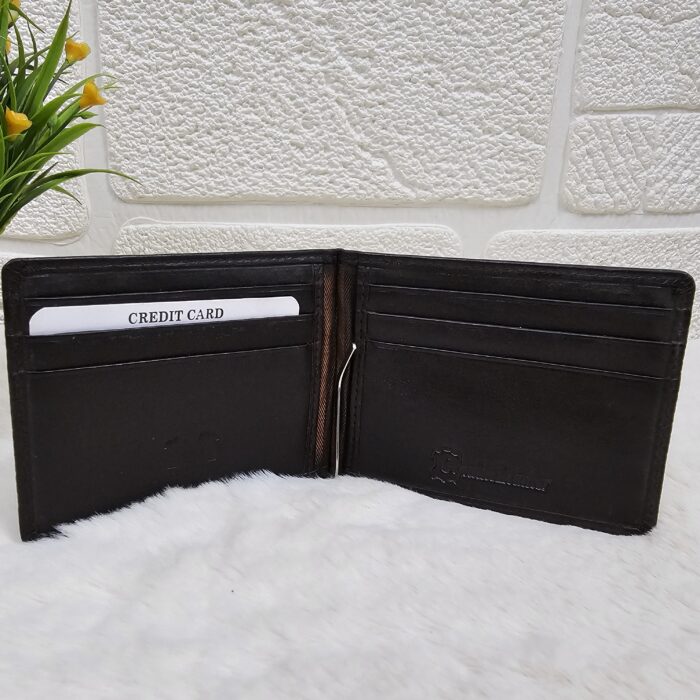 Handmade black leather bifold wallet