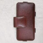 Handcrafted leather phone holster with belt clip and loops – brown and black case for iPhone and Android