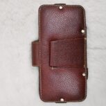 Handcrafted leather phone holster with belt clip and loops – brown and black case for iPhone and Android