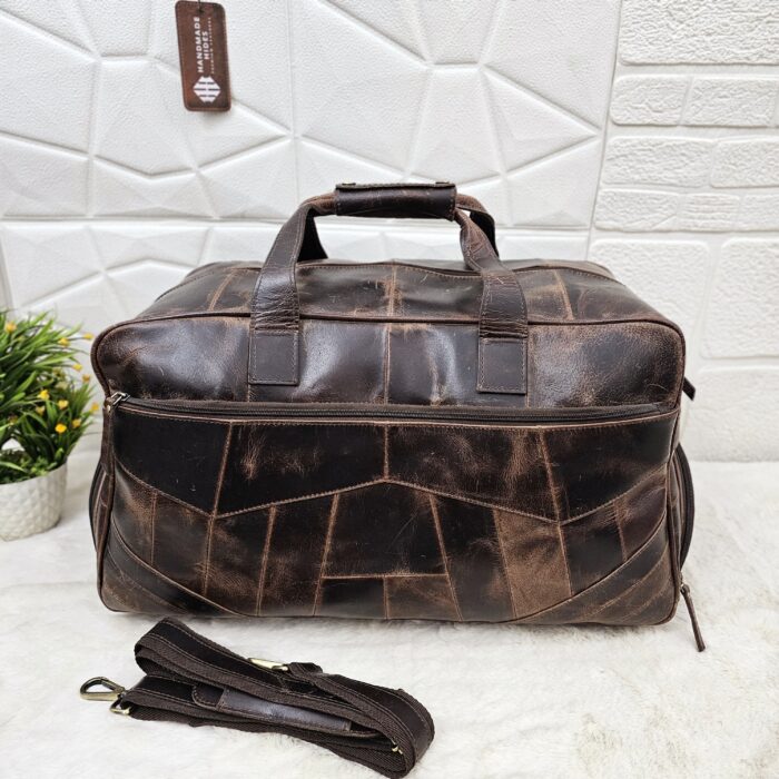 Handcrafted Brown Leather Duffle Bag – Vintage Full-Grain Leather Weekender
