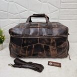 Handcrafted Brown Leather Duffle Bag – Vintage Full-Grain Leather Weekender